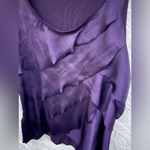 Ann Taylor Layered Tank Top Scoop Neck Lined Stretch Purple Satin Women Large - Picture 4 of 9